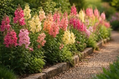 - Löwenmäulchen Antirrhinum majus blühen farbenfroh im sonnigen Beet, auch Balkonbepflanzung