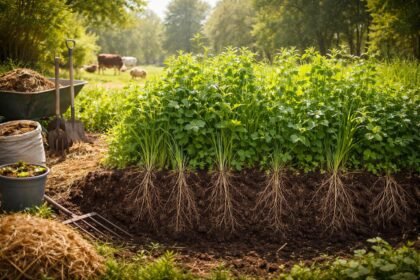 Luzerne im Beet; Tiefwurzler lockert Boden; Bindet Stickstoff; nährstoffreiches Futter.