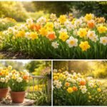 - Narzissen in Gelb, Weiß und Orange leuchten hell im Frühlinggarten und Balkongarten.