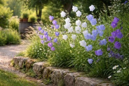 Pfirsichblättrige Glockenblume im Beet: zarte Blüten in Weiß, Hellblau oder Violett