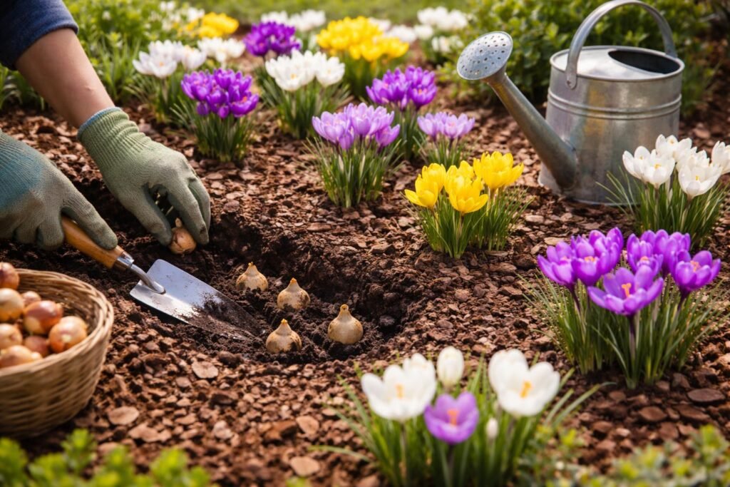 - Vielfältige Krokus-Arten im Beet, Pflanzung, Standort und Pflege im Garten
