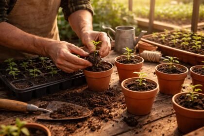 Kleine Keimlinge in Töpfen pikieren, abhärten und später aussetzen mit Erfolg