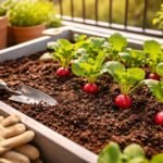 Frisch geerntete Radieschen im Beet, Hochbeet oder Balkonkasten, einfache Tipps.