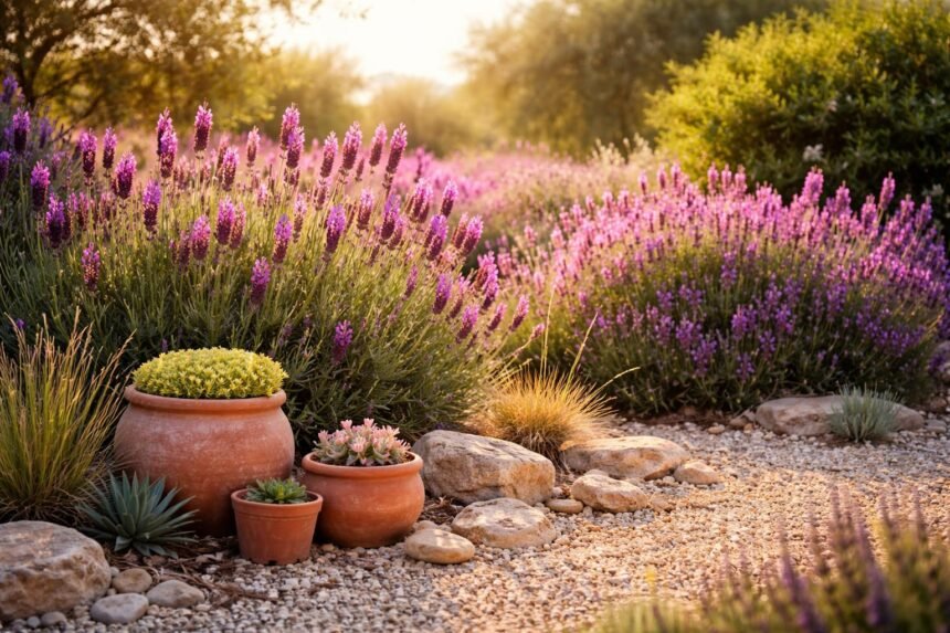 Schopflavendel im Beet – rosa Blüten, kompakte Stauden, sonniger Standort mit luftigen Blütenständen