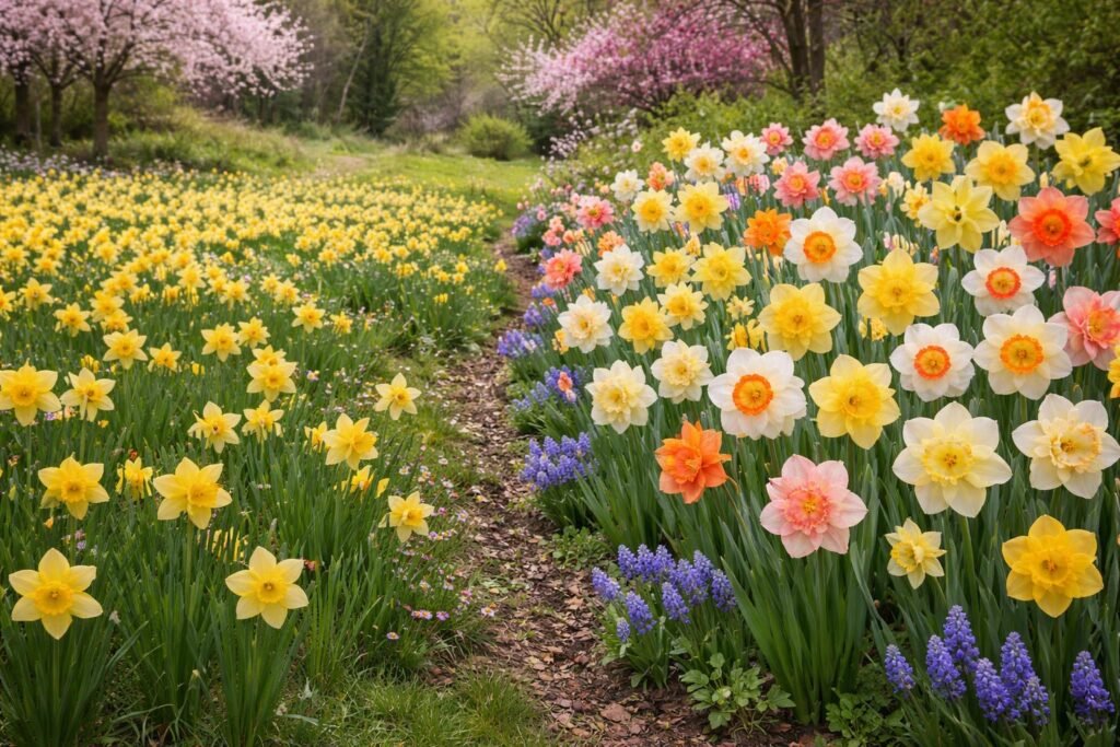 Narzissen (Narcissus): Farbe für Frühlingsbeete und bunte Wiesen - Vielfalt der Narzissen: Wildformen, Züchtungen; Farbenpracht für Beete und Wiesen.