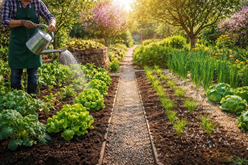 Gartenboden voller Leben dank richtiger Düngung und vielfältigem Pflanzenwachstum im Sommer