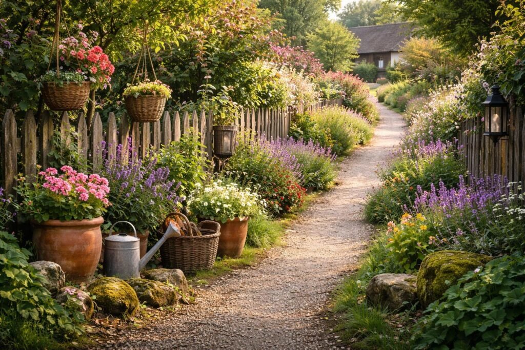 - Rustikale Wege, Zäune und Deko formen den Landhausgarten mit Charme