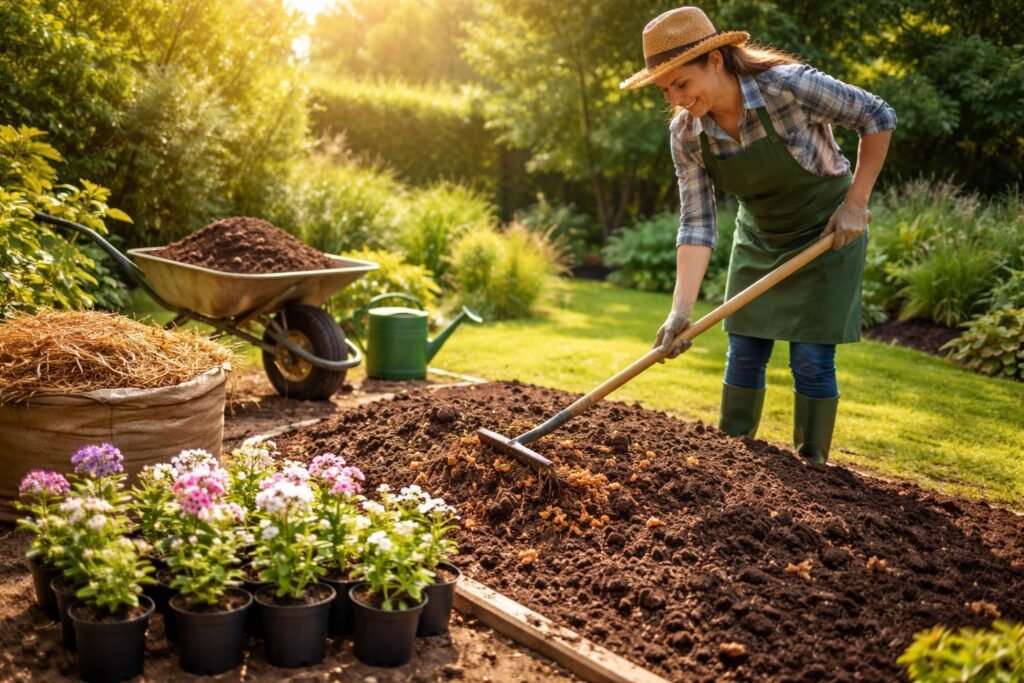 Phlox pflanzen: Alles zum Zeitpunkt, Standort & Vorgehen - Lockere, humusreiche Erde, Sand und Kompost mischen, Phlox kräftig wachsen lassen.