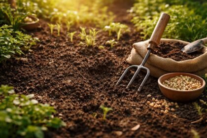 - Frühjahrliche Bodenbearbeitung lockert verdichtete Erde, nährt Boden und bereitet Samen vor