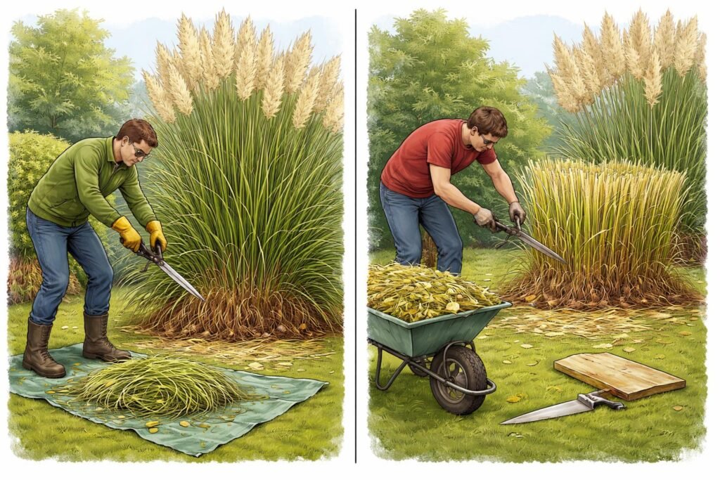 Pampasgras zurückschneiden: Schnitt-Tipps vom Experten Experte demonstriert Pampasgras-Schnitt; vermeidet häufige Fehler und erklärt sichere, schonende Techniken.