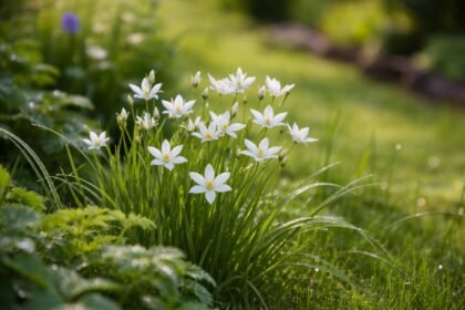 - Dolden-Milchstern im Frühlingsgarten: elegante sternförmige Blüten, giftig, erkennbar und sicher zu unterscheiden.