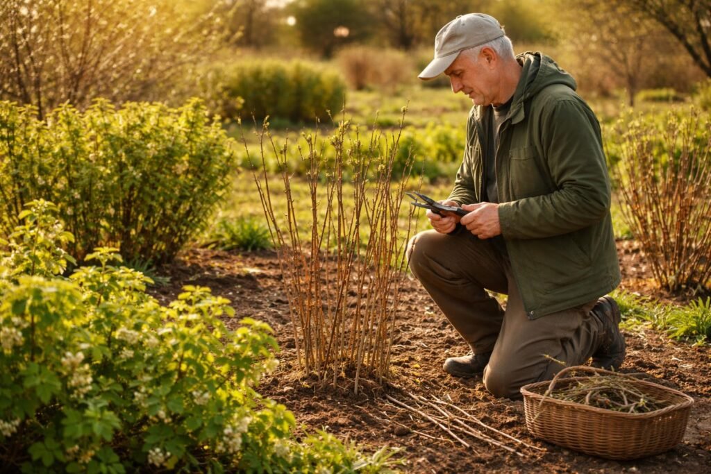 Beerensträucher im Frühjahr schneiden; Beurteilung von Johannisbeeren und Himbeeren und Co.