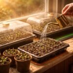 Garten- und Fensterbank-Saat unter richtigen Bedingungen beschleunigt die Keimung deutlich