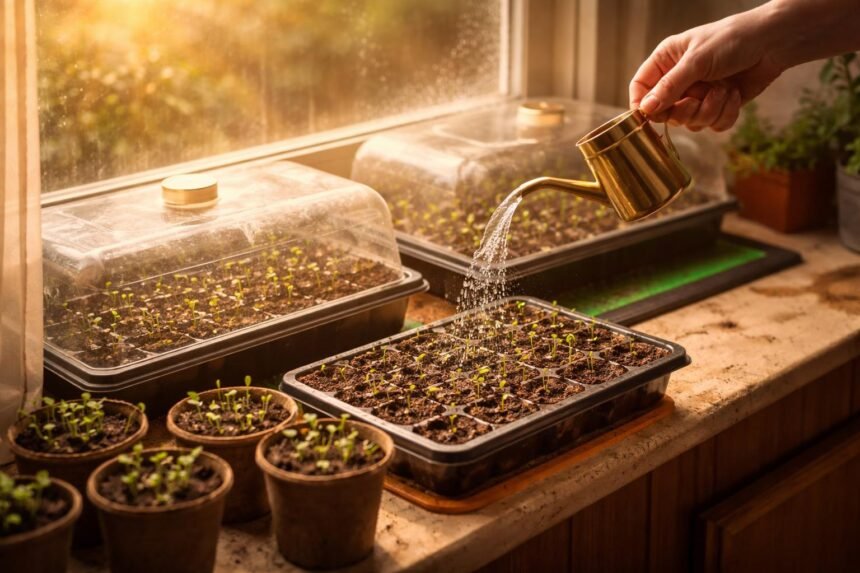 Keimung beschleunigen: Tipps für ungeduldige Gärtner Garten- und Fensterbank-Saat unter richtigen Bedingungen beschleunigt die Keimung deutlich