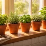 - Frische Kräuter von Fensterbank direkt in die Küche, aromatisch, grün.