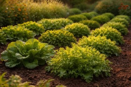 Endivien im Garten, glatte und krause Sorten, Spätsommer-Ernte im Blick