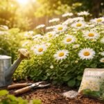 Margeriten im Beet, pflegeleicht, sonnig, frische Blüten, Gartenfreude, strahlendes Grün