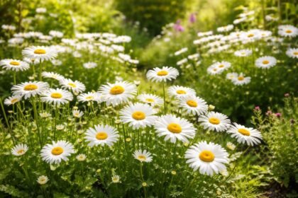 - Weiße Zungenblüten, sonnengelbe Mitte, charmante Gartenfreude für Beete, Rabatten und Balkone.