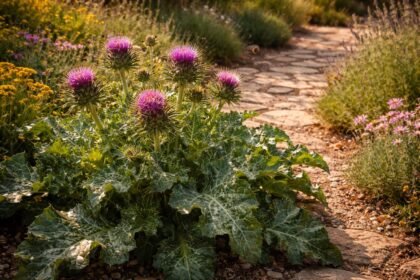 Mariendistel im Garten: glänzende Blätter, violette Blüten, mediterraner Charme und Robustheit