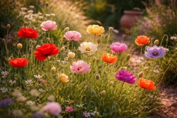 Rote Mohnblüten im Garten, zart, leuchtend, farbenprächtig, naturverbunden und wirkungsvoll.