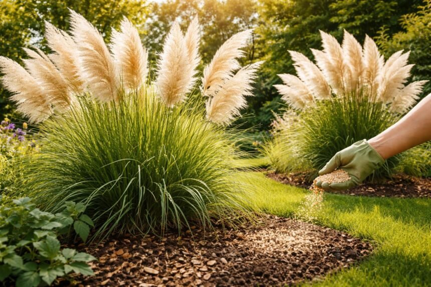 - Pampasgras im Garten: Kräftige Horste, federartige Blütenstände durch richtige Düngung