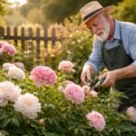 - Pfingstrosen schneiden nach der Blüte; verblühte Blüten sorgfältig entfernen und gesundes Blütenwachstum fördern.