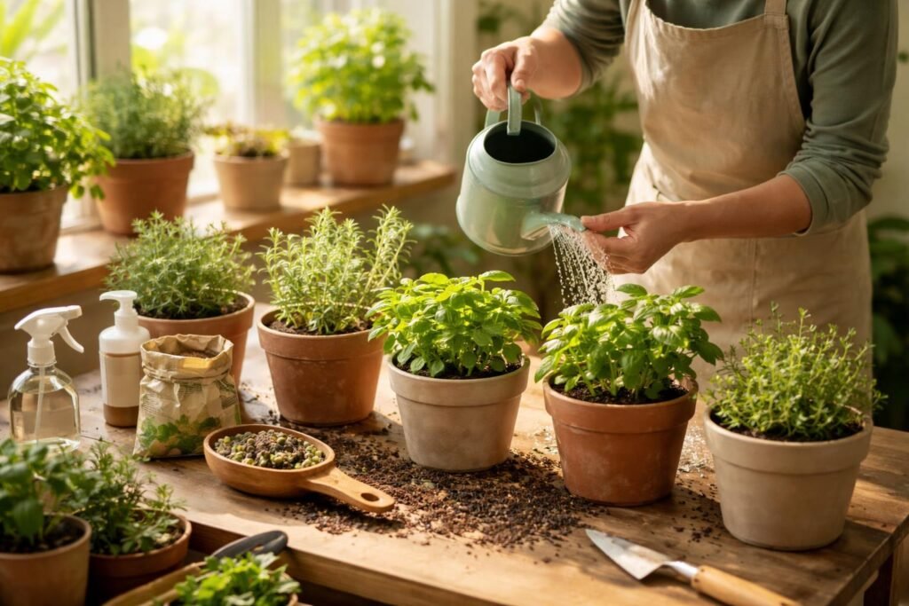 • Pflegeleichte Hirschhornwegerich-Pflanzen im Garten, einfache Pflegehinweise zu Gießen, Düngen und Standortwahl.
