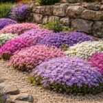 Nahaufnahme des Polster-Phloxes Phlox douglasii mit farbigen Blüten im Frühling