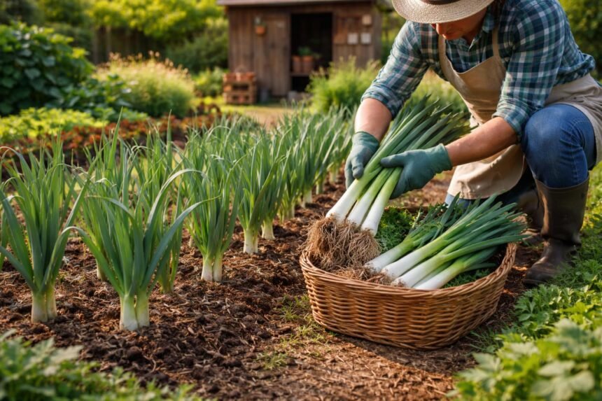 Porree im Garten: robust, aromatisch, vielseitig einsetzbar, jahrelang lagerbar und pflegeleicht.