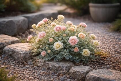 Porzellanröschen mit zarten Blüten im Beet, Steingarten und Kübel, pflegeleicht.