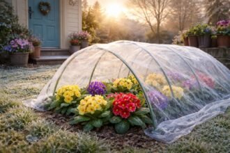 - Frühjahrsblüher Primeln sicher gegen Frost und Kälte schützen, Balkon, Beet.