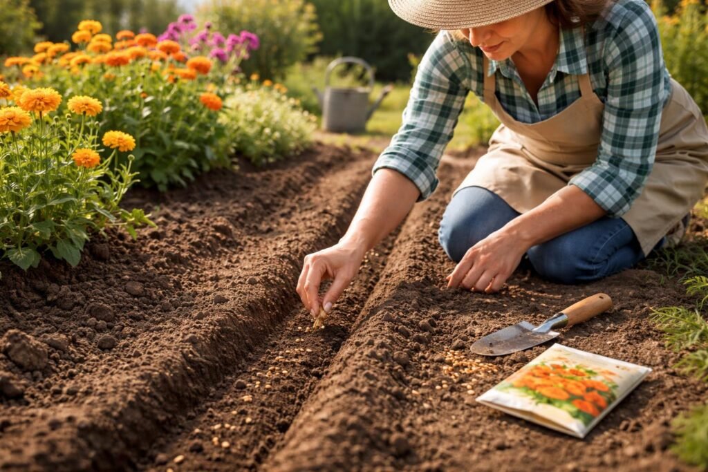 - Ringelblume aussäen: Zeitpunkt beachten, Vorgehen planen, Saatgut feucht halten, regelmäßig pflegen.