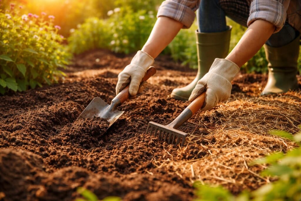 - Boden lockern, humus einarbeiten, Unkraut entfernen, gleichmäßig feucht halten und ausreichend Nährstoffe bereitstellen für Sonnenhut.