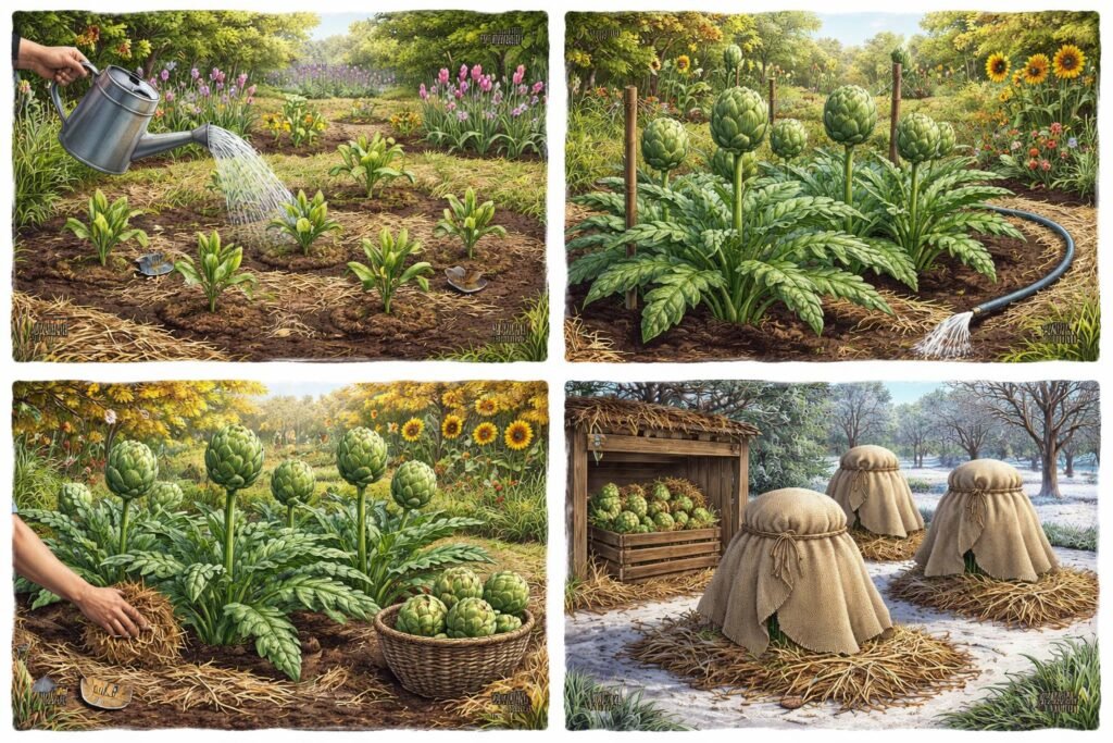 Praktische Pflegehinweise für Artischocken das ganze Jahr im Garten und Balkon