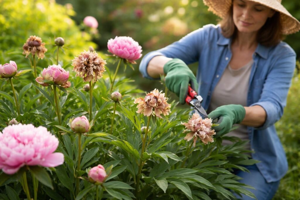 Pfingstrosen schneiden & verblühte Blüten abschneiden Stauden- und Strauchpfingstrosen schneiden; verblühte Blüten entfernen; richtige Schnitte beachten
