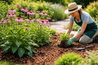- Sonnenhut im Beet mit leuchtenden Blüten, bienenfreundlich, pflegeleicht, jahrelang willkommen