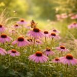Sonnenhut im Gartenbeet, leuchtende Blüten, Bienenfreundlich, sommerlich farbenprächtig, robust und pflegeleicht.