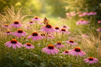 Sonnenhut im Gartenbeet, leuchtende Blüten, Bienenfreundlich, sommerlich farbenprächtig, robust und pflegeleicht.