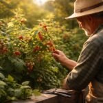 Sommerhimbeeren ungeschnitten belaubte Ruten zeigen kräftige Triebe und Naturrhythmus statt Schnitt