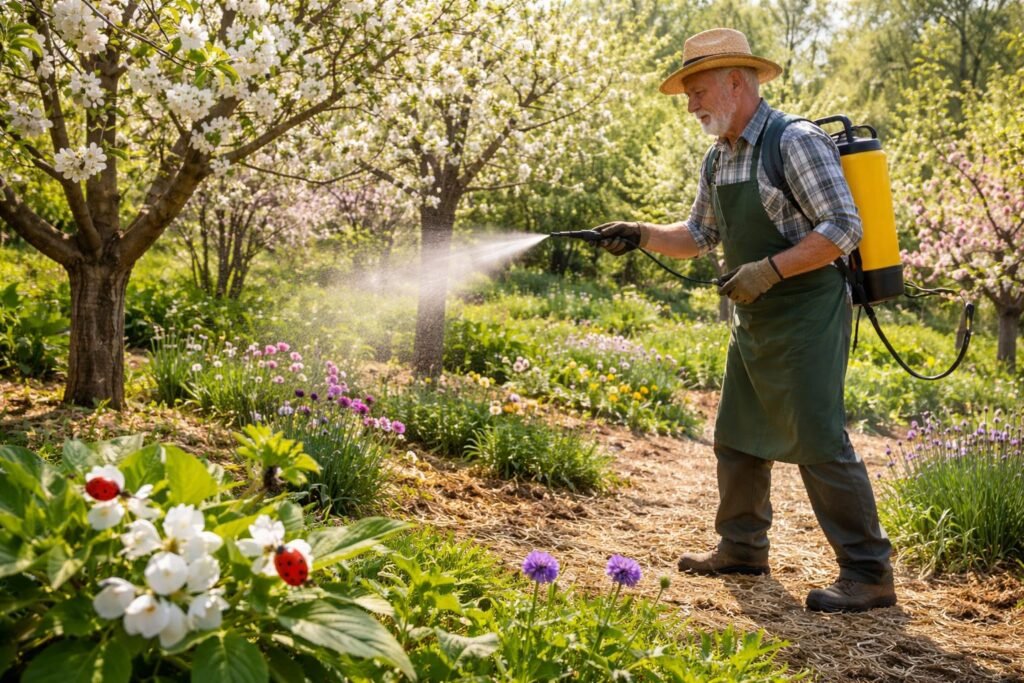 - Austriebsspritzung bietet naturnahen Schutz für Obstbäume vor Krankheiten und Schädlingsbefall im frühen Saisonstadium