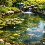 - Lebhafter Gartenteich mit gesunden Fischen, klare Wasserwerte, natürlicher Lebensraum und ausgewogene Balance.