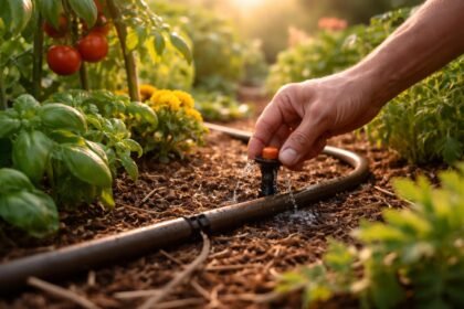 Gartenbewässerung im Sommer, Tropfen sparen, Wasserkosten senken, nachhaltiges Gießen im Garten