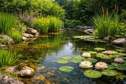 Vielfalt und Lebensraum schaffen durch passende Wasserpflanzen im Gartenteich für Insekten und Amphibien.