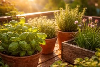Kräutergarten im Juni: Frische Kräuter wachsen, aromatisch, sonnig und einladend.