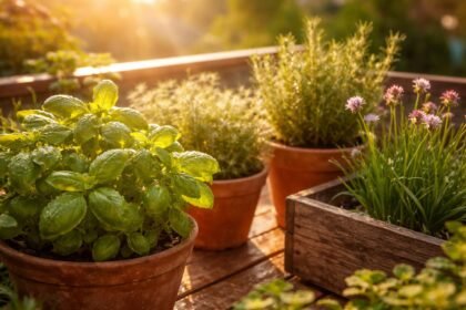 Kräutergarten im Juni: Frische Kräuter wachsen, aromatisch, sonnig und einladend.