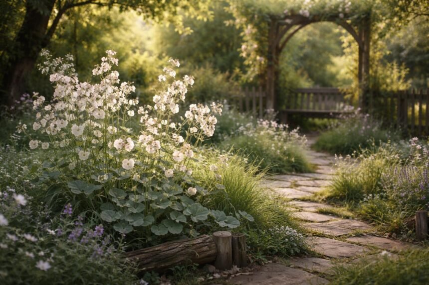 Silberblatt: Pflanzen, pflegen & vermehren Silberblatt-Pflanze mit silbrig schimmernden Samenschoten und zarten Blüten im Garten.