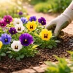 Stiefmütterchen im Beet, bunte Blüten mit freundlichen Gesichtern, Frühjahrszauber und leichtem Pflegeaufwand.