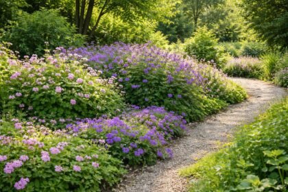 Storchschnabel (Geranium), robuste Staude mit Blüten im sonnigen Beet, vielseitig.