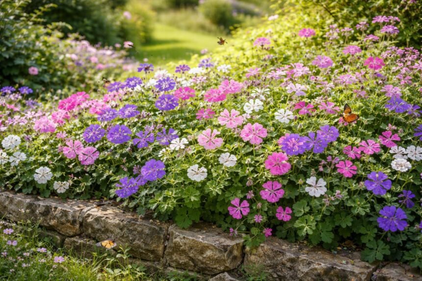 Storchschnabel als Bodendecker, Insektenpflanze und vielseitiges Gartenparadies im Beet für Kräuterbeete