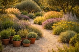 Trockenheitsresistente Pflanzen gedeihen trotz sengender Sommersonne im Gartenbeet, pflegeleicht und farbenfroh im Sommer.